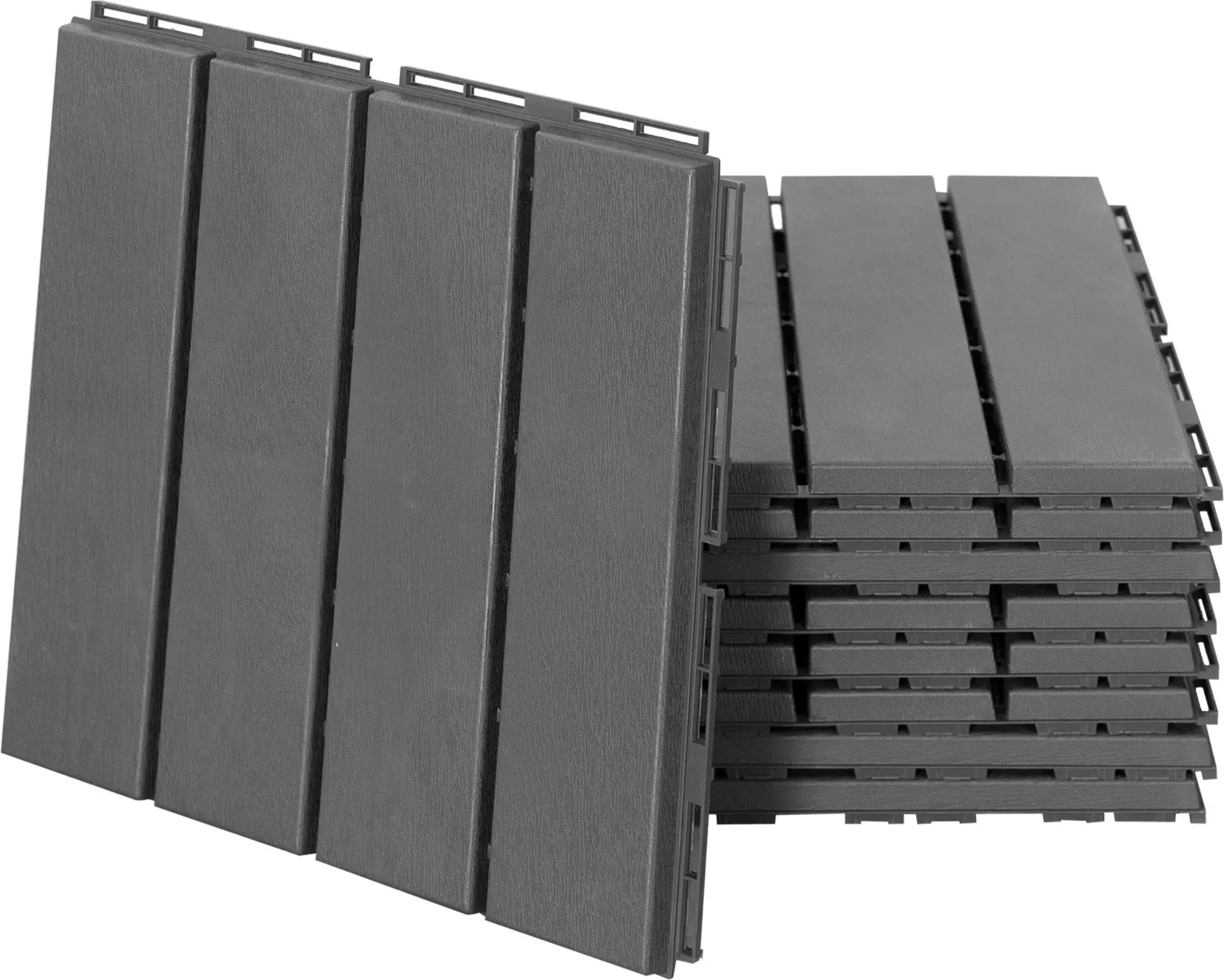 Outsunny Terrassenfliesen 9er Set Balkonfliesen Klickfliese für Patio & Garten Kunststoff Schwarz 30x30cm   Aosom.de