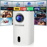 FECLYDET Mini Beamer 4K 1080P, Mini Projektor 200 ANSI Lumen Portabler Projektor weiß