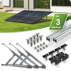 SILBERNES Flachdach- und Wand Montageset für 3 Module senkrechte Montage Photovo...