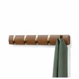 Umbra Flip 5, Hook Garderobenleiste Walnuss hell, Holz, Hakenleiste mit 5 Haken wallnuss/gold 318850-1227, - Braun
