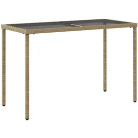 vidaXL Gartentisch mit Glasplatte Beige 115x54x74 cm Poly Rattan