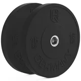 HQ Germany® Training Bumper Plates 50mm | Paar/Set | 5-25kg | Studio Qualität | Hoher Härtegrad | Hantelscheiben nach IWF Standard, Gewicht:2x 15KG