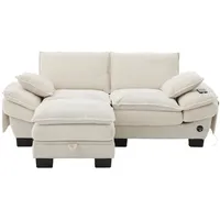 Wishdor 2-Sitzer, Beige, Kunststoff, 3-Sitzer, L-Form, 190x132 cm, Wohnzimmer, Sofas & Couches, Wohnlandschaften, Ecksofas