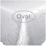 Tischdecke Ornamente OVAL Tischdecke Seidenglanz Damast Circle, strapazierfähig, bügelfrei, pflegeleicht weiß 160 cm x 260 cm