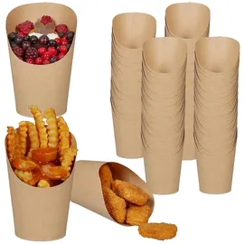 Relaxdays Kraftpapier Becher 0,4 l Braun 100 St.