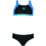 Arena Mädchen Sport Bikini Ren (Schnelltrocknend, UV-Schutz UPF 50+, Chlor-/Salzwasserbeständig), Black-Pix Blue-Turquoise (508), 128