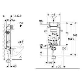 Geberit Kombifix Element 108 cm mit Sigma Spülkasten 12 cm