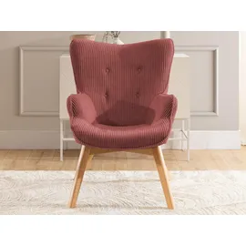 s-style möbel Lounge-Sessel Lenari Cord 71 x 96 x 86 cm Rot/Braun