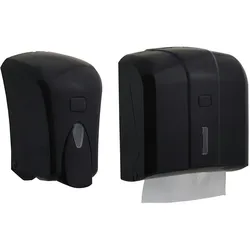 CleanSV® Via Set Schwarz  Seifenspender 1000 ml. und Papierhandtuchspender