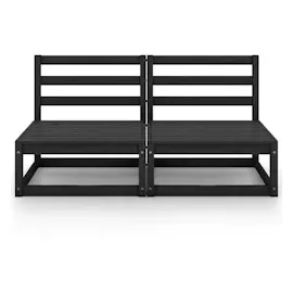 vidaXL Gartensofa 2-Sitzer Schwarz Massivholz Kiefer