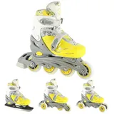 Nils Extreme Rollschuhe 2in1 - Schlittschuhe Kinder - Rollerblades Inline Skates Kinder - Eislaufschuhe Kinder - Gelb