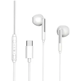 COFI 1453 In-Ear Kopfhörer Typ-C Headset mit Mikrofon USB-C Anschluss kompatibel mit Smartphones weiß