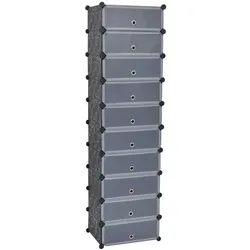 vidaXL Schuh-Organizer Zusammenklappbar mit 10 Fächern Schwarz