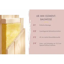 Karibu Sauna Airi Superior mit Eckeinstieg 68 mm Ohne Dachkranz Ohne Ofen