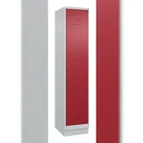 C+P Spind Classic PLUS, Sockel, 1 Abteil, HxBxT 195x40x50cm, Zylinderschloss, Hellgrau/Rubinrot von PROREGAL