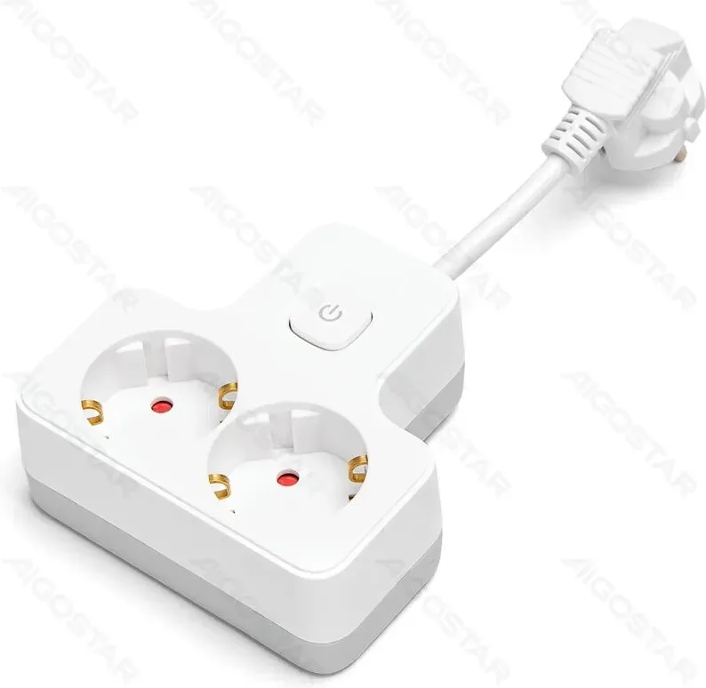 Aigostar Steckdosenleiste mit Kabel/Deutsch 2-fach/3G1.0mm2/5cm/Kurzes Kabel