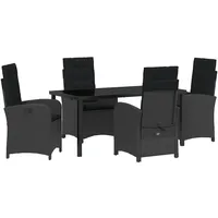 vidaXL Garten Essgruppe 5 pcs Schwarz Poly-Rattan
