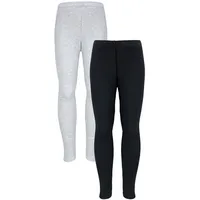 TupTam Mädchen Leggings 2er Pack Winterleggings Thermo Hohe Taille Leggins Gefüttert Fleece, Farbe: 2er Pack Schwarz/Grau Meliert, Größe: 152 - 152