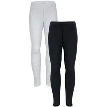 TupTam Mädchen Leggings 2er Pack Winterleggings Thermo Hohe Taille Leggins Gefüttert Fleece, Farbe: 2er Pack Schwarz/Grau Meliert, Größe: 152 - 152