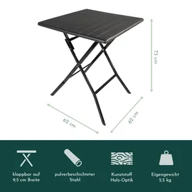 Lemodo Klapptisch 62 x 62 x 10 cm Schwarz