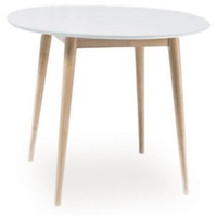 Feldmann-Wohnen Esstisch Larson (1-St), 90x90x75cm weiß Eiche runde Tischplatte braun
