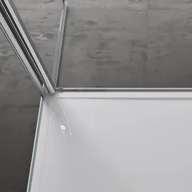 doporro U-Form 80x100x80cm Duschabtrennung in chrom zwei Drehtüren ESG-Sicherheitsglas Klarglas mit Nano-Beschichtung Ravenna66UK