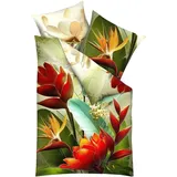 KAEPPEL Mako-Satin Bird of Paradise Bunt 135 x 200 cm + 80 x 80 cm