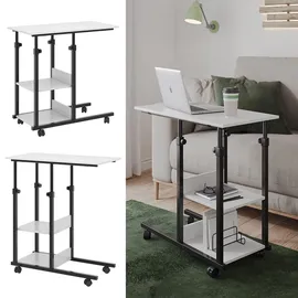Vicco Stubentisch Liam, Weiß Schwarz 89 x 80 cm mit Rollen