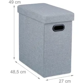 Relaxdays Sitzhocker mit Stauraum, gepolstert, Faltbarer Stoffhocker, Wohnzimmer, Flur, HxBxT: 49 x 48,5 x 27 cm, grau