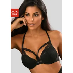 Push-up-BH PETITE FLEUR GOLD, Damen, Gr. 80, Cup B, schwarz, Spitze, Microtouch, Obermaterial: 60% Polyamid, 35% Polyester, 5% Elasthan, sexy, BHs Push-up-BH Spitzen-BH Spitzenwäsche Bügel-BH Schalen-BH, mit herausnehmbaren Kissen, sexy Dessous, Reizwäsche