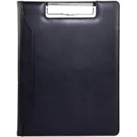 Monolith Schreibmappe DIN A4 schwarz, Klemmbrettmappe aus Kunstleder mit Einlegefach, Stiftehalter und Visitenkartenfächer