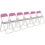 Harbour Housewares Farbig gepolsterte Klappstühle - Rosa - 6 Stück - Easy Store, faltbarer Schreibtischstuhl mit Metallrahmen für Büro, Esszimmer, Küche