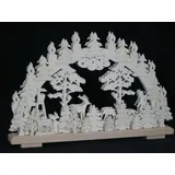 schwibbola holzkunst aus dem erzgebirge Rudolphs Schatzkiste Schwibbogen mit Waldmotiv mit Jäger Tieren und Beleuchtung BxHxT 50x32x7cm NEU Lichterbogen Fensterbogen Spitzbogen Erzgebirge Seiffen Weihnachten Licht Holz Dekoration