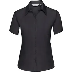 Russell Collection Taillierte bügelfreie Bluse  Kurzarm, black, M