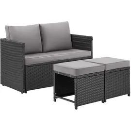 Tectake Monopoli Rattanlounge-Set 4-tlg. schwarz