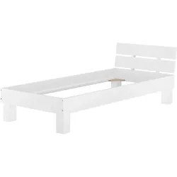 Erst-Holz Einzelbett Buche massiv 90x200 Bett Singlebett Holzbett Bettrahmen waschweiß 60.86-09WoR
