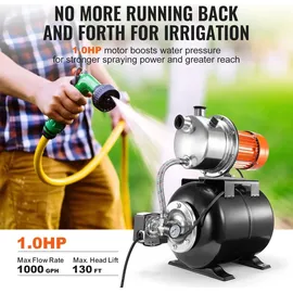 Vevor 735W Gartenpumpe, Bewässerungspumpe Poolpumpe Flachbrunnenpumpe 3785L/h