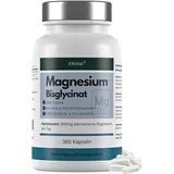 Magnesiumbisglycinat, hochdosiert 1365mg pro Tagesdosis, 365 vegane Kapseln von Exvital