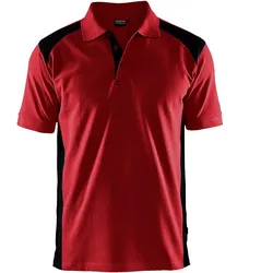 Polo-Shirt "3324" - L - rot/schwarz