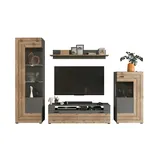 VCM Wohnwand, Freno grau 290 x 40 cm - B/H/T: ca. 290,00x194,00x40,00