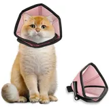 EvcgoX Halskrause Katze Weiche Halskrausen für Katzen nach der Operation,360° Vision Leckschutz Hundekragen Verstellbar Leichtgewicht Schutzkragen Pink XS(21-28cm)