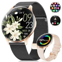 2026 Smartwatch Damen Elegant mit Telefonfunktion,1,43 zoll Amoled Touchscreen Smartwatch mit 120+ Sportmodi,Herzfrequenz,Schrittzähler,SpO2,Schlaf,IP68 Wasserdicht für Android iOS,Schwarzes Gold