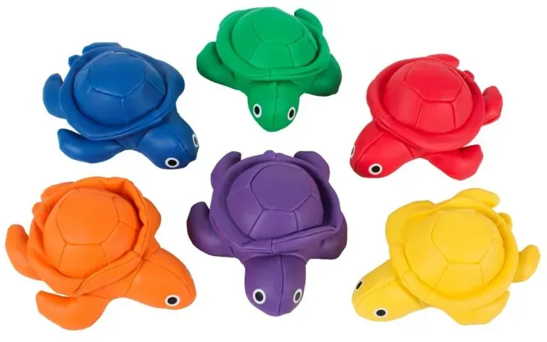 Bohnensäckchen Set 6 Stück Schildkröten-Design - mehrfarbig, Stoff, Kunststoffperlen - Spordas - Robustes Material, ab 3 Jahren