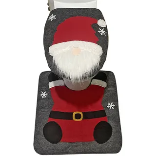 Weihnachts Toilettensitzbezug Set | WC Deckelbezug Weihnachtsteppich Dekorationen | Toilettendeckel-Abdeckung Und Bodenmatte | Weihnachten Toilettendeckel Teppich Weihnachtsdeko