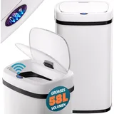 monzana Sensor Mülleimer Küche 58 L Automatik mit Bewegungssensor Soft-Close-Deckel Wasserdicht USB-Kabel Smarter Abfalleimer Müllbehälter Creme