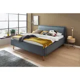 Livetastic Polsterbett meise.möbel Frieda, Blau, Textil, Esche, 160x200 cm, Reach, Goldenes M, Schlafzimmer, Betten, Polsterbetten
