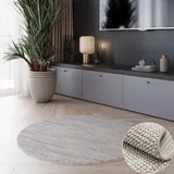 OTTO home Teppich OTTO HOME "Vals", grau (hellgrau, beige, creme), B:120cm H:7mm L:120cm Ø:120cm, Polyester, Teppiche, Teppich, Uni Farben, meliert, Sisal-Optik, auch in rechteckig erhältlich