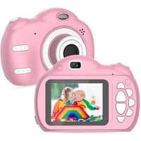 SUPBRO Kinderkamera Fotoapparat Kinder Digitalkamera Mit 2.4" IPS-Bildschirm 1080P HD 32G TF Karte Geschenke Spielzeug für 3-12 Jahre Kinder Rose