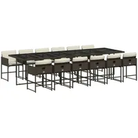 VidaXL 13-tlg. Garten-Essgruppe mit Kissen Braun Poly Rattan