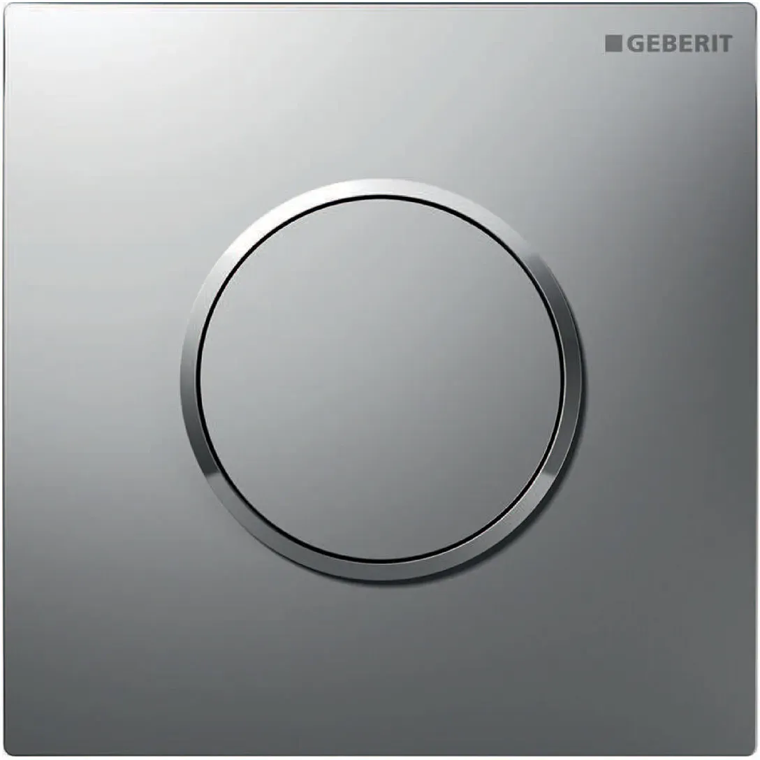 Geberit Urinalsteuerung mit pneumatischer Spülauslösung, Betätigungsplatte Typ 10, 116.015.JQ.1, Farbe: mattchrom-lackiert, easy-to-clean-beschichtet / hochglanz-verchromt